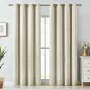 Melodieux Elegant Cotton Room Darkening Curtains for Living Room Bedroom Thermal Insulated Privacy Grommet Window Curtain Panels, 52 by 84 Inch, Natural Beige(1 Panel