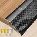 Raytano 48in Aluminum Floor Transition Strip for Threshold Height 0.4-1.6", Metal Reducer Moulding Door Threshold for Tile Wood Carpet Laminate Vinyl Flooring, Size 48"4"0.35"(Black,1pcs)