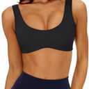 LASLULU Sexy Sports Bras for Women Scoop Neck Sleeveless Padded Bra Workout Yoga Crop Top L
