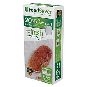 FoodSaver 1-Quart Precut Vacuum Seal Bags with BPA-Free Multilayer Construction for Food Preservation