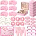 Cunno Pink 42 Pcs Spa Party Favors Sleepover Party Supplies Headband Scrunchies Hair Clip Bracelet Jewelry Case Makeup Bag Plastic Cups for Women Bridesmaid Return Gifts