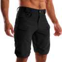 AUTIWITUA Men's Waterproof Tactical Shorts Outdoor Lightweight Quick Dry Breathable Hiking Fishing Cargo Shorts (Black, M)