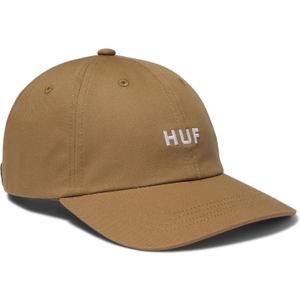 HUF Set OG Curved Visor Hat  6-Panel Low Profile Dad Hat for Men, Cotton Baseball Cap with Strapback Closure (Biscuit)