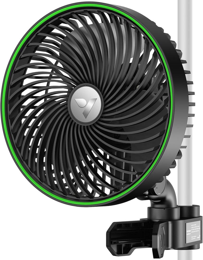 VIVOSUN AeroWave E6 Grow Tent Fan 6, EC Motor, Smart Wifi Control, US Patented Auto Oscillating Clip fan, Weatherproof IP-54, Strong Airflow but Quiet for Hydroponic Ventilation Circulation, 1-Pack (Black)