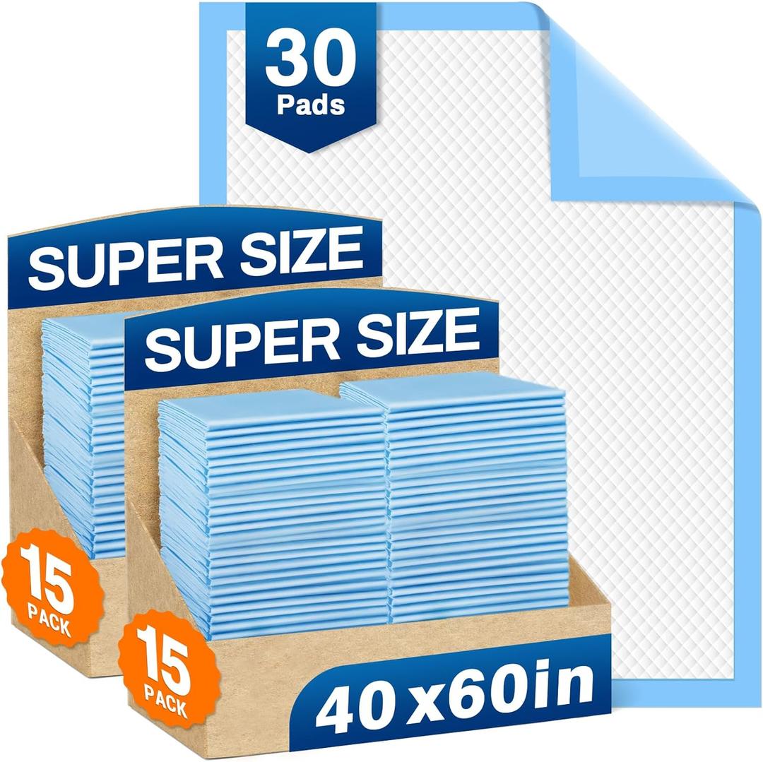 Bed Pads Disposable 40"X60" Super Absorbent Pee Pads, Oversized Underpads for Adults, Elderly, Pets [150x200CM, 15pcs]