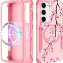 LISEVO for Samsung Galaxy S24/S25 Case - [Compatible with MagSafe] Women Girls Cute Magnetic Protective Phone Cover Girly Flower Pretty Heavy Duty Shockproof Funda for Samsung S24/S25 Cases (Blossom)