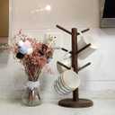 Dorhors Mug Holder Tree,Coffee Cup Holder with 6 Hooks, Wood Mug Rack for Counter,Coffee Bar Accessories and Orgnizer Station(Brown)