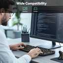 TECKNET Wireless Keyboard, 2.4G Silent Full-Size USB Keyboard with Number Pad, Ergonomic Keys & Adjustable Feet, Compatible with Laptop, PC, Desktop, Notebook, Windows 11/10/8/7 Black