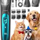 oneisall LED Light Dog Trimmer Clippers, Cordless Dog Grooming Kit 2 in 1, 2000mAh Pet Grooming Clippers Paw Trimmer for Paw, Face, Ears, Legs, Body