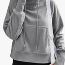 Fisoew Fleece Sweatshirts for Women Sherpa Long Sleeve Turtleneck Winter Pullover Tops Thumb Hole, Grey, XL