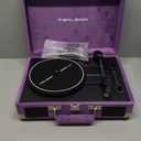Velvet Vinyl Record Player - 33 45 78 RPM Portable Suitcase Vintage Turntable with USB Recording, Bluetooth, Built-in Speakers, Belt-Driven, Purple