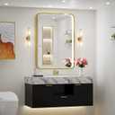 36x24 Inch LED Bathroom Mirror with Lights,Gold Metal Frame Wall Mounted Lighted Vanity Mirrors for Wall,Anti-Fog 3000K/4500K/6000K Dimmable Led Mirror,ETL Listed LED Driver(Horizontal&Vertical)