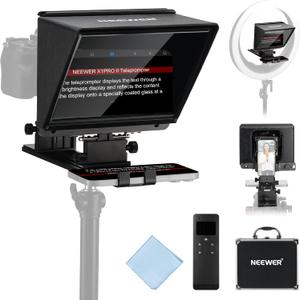 NEEWER X1 Pro II Teleprompter 9" All Metal with RT113 Remote/App Control, Quick Switch 1s Lock Arca Type QR Plate, Magnetic Phone Clamp Compatible with iPhone Android Smartphone, Assembly Free