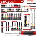 Geinxurn Impact Screwdriver Bits Set, Magnetic S2 Steel Phillips/Square/Torx/Hex 82Pieces Insert Power Bits Tips with Impact Bit Holder and Impact Nut Driver and Rachet Screwdriver Handle