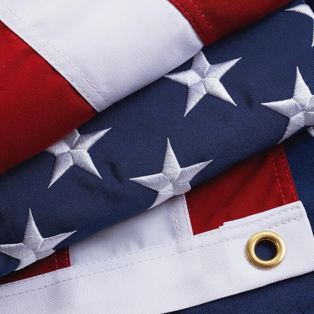 Homissor 100% Cotton Flag American Flags 6x10 Ft New Cotton USA Flag Heavy Duty Outdoor Fade Resistant Embroidered Stars