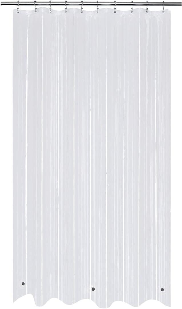 Mrs Awesome Stall Shower Curtain Liner with 3 Magnets 54 x 78 inch, PEVA 8G Thick & Heavy Duty Plastic Shower Curtain for Bathroom, Waterproof, 54x78, Clear
