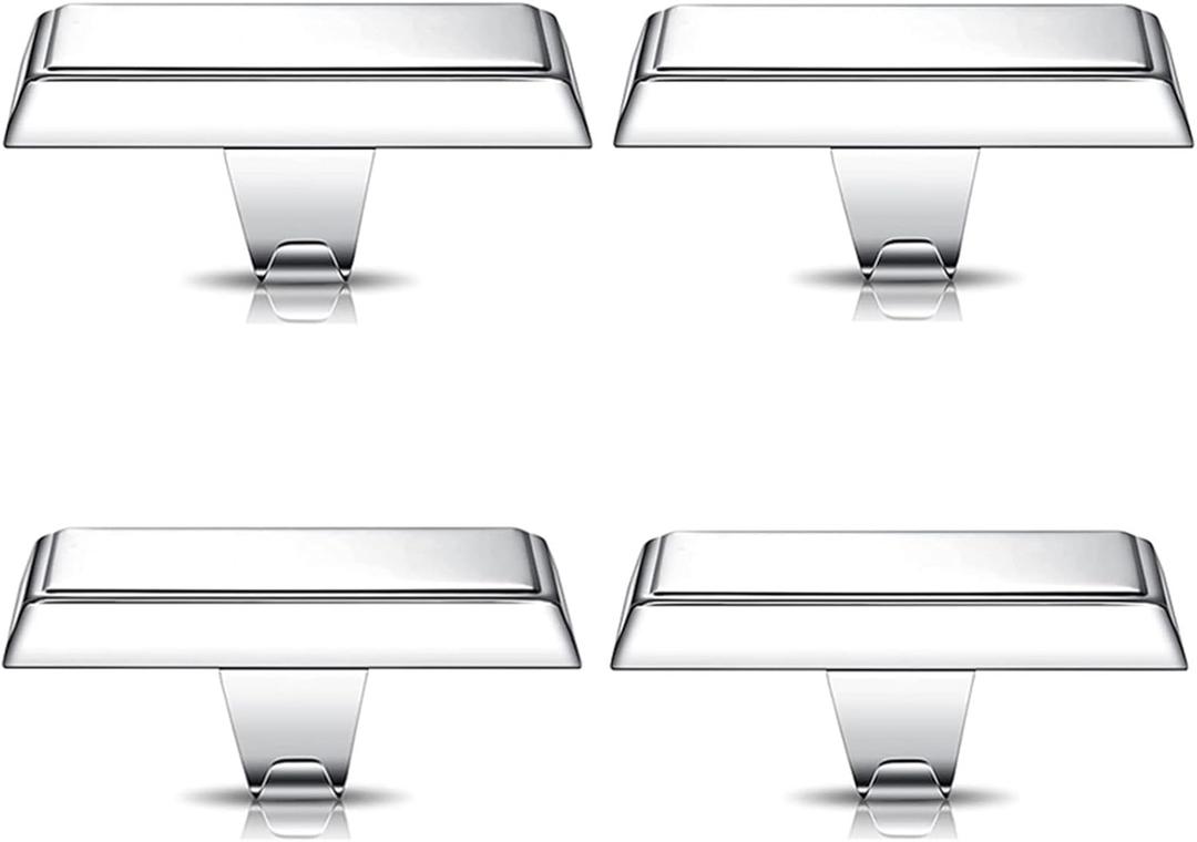 Stocking Holders for Mantle, Set of 4 Christmas Stocking Holder Weighted Flat Stocking Holders Hangers for Mantle Fireplace for Xmas Holiday Party Decoration Silver