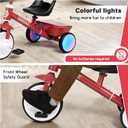 Bobike Toddler Tricycle for Ages 2-5 Years, Tricycle with 2 LED Light Wheels, Toddler Bike with 3-Position Seat and Rear Basket, Kids Bike Gift for Boys & Girl (Red)