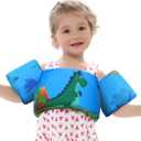 Onory Toddler Swim Vest Kids Adjustable Strap Swimming Jacket Pool Floaties Learn Swimming Training, Cute Cartoon Swim Training Equipment Swim Aid for 20-50 lbs Boys and Girls (Blue dinosaur a)