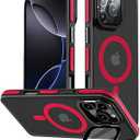 Moupiro for iPhone 16 pro max Case [Compatible with MagSafe][Builtin Stand Phone Case] Full Camera protetction for iPhone 16 pro max Phone Case 6.9 inch,Red