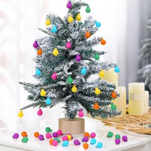 Vertintong 60 Pcs 1'' Colorful Opaque Glass Ball Ornament for Mini Christmas Tree Bulk Mini Christmas Tree Decoration Tiny Hanging Small Multicolor Hand Made Ball Pendant for Home Decor(Bright Color)