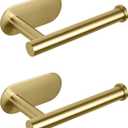 NearMoon Toilet Paper Holder Self Adhesive, Premium Thicken SUS304 Stainless Steel Rustproof Adhesive Toilet Roll Holder no Drilling for Bathroom, Kitchen, Washroom (2 Pack, Brushed Gold)