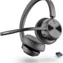 Poly Voyager 4320 UC Wireless Headset, Bluetooth Headphones with Mic - Noise-Canceling Boom Mic - Connect to PC via USB-C to USB-A Adapter, Cell Phone via Bluetooth - Microsoft Teams Certified