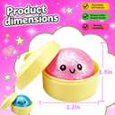 2 Pack Mini Dumpling Squishy Fidget Toys, Glitter & Bead Filled Stress Balls, Soft Slow Rising TPR Smiley Squeeze Toy, Tear-Resistant Sensory Toy for Stress Relief, Party Favors (Pink & Blue)
