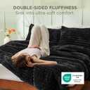 Bedsure Comforter Set Queen Size - GentleSoft 3 Pieces Double-Side Fleece Fluffy Black Comforter Set, Cozy Striped Room Decor Aesthetic, Luxury Bedding Queen Size, 2 Pillowcases, 90x90 Inches