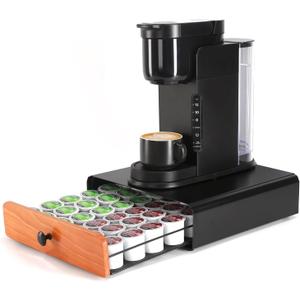 SYSYLY Coffee Pod Holder Storage Drawer for K Cup,36 Pod Capacity, Countertop Organizer, Metal, 12.6" L x 12.6" W x 3.5" H, Black.