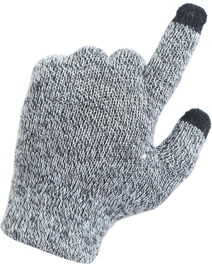 Heat Logic Unisex Thermal Soft Knitted Winter Gloves, Touch Screen Texting Cold Weather Warm Gloves for Men & Women (Grey)