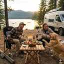 EMERIT Oversized Padded Camping Chair, 350LB Heavy Duty Quad Fold Chair with Arms, Collapsible Outdoor Chairs with Lumbar Back & Cup Holder