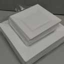 N9R 60PCS White Plastic Plates Square, 30 Dinner & 30 Dessert Plates Heavy Duty, Fancy Disposable Plates for Party, Wedding and other Events