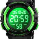 Boys Watch Digital Sports Waterproof Outdoor Kids Watches Alarm Clock 12/24 H Stopwatch Calendar 3-15 Year Old Boys Girls Wristwatch (Black Green)