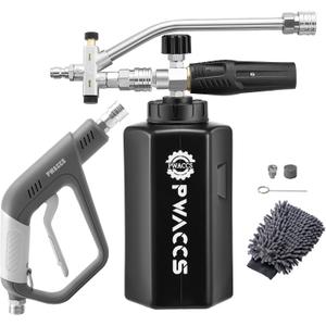 PWACCS Foam Cannon Dual Connector, Pressure Washer Car Wash Foam Gun, Short Power Washer Gun Kit with Dual-Connector Accessory, 1/4" Quick Connector, 1.5 Liter, 4000 PSI