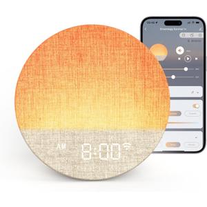 Dreamegg Sunrise 1+ Sound Machine, Sunrise Alarm Clock, Night Light, APP Control, Sleep Routines, Favorites Mode, 34 Soothing Sounds, White Noise Sound Machine, Wake Up Light for Bedrooms, Adults