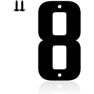 2 x 5" Aluminum House Numbers, Black Metal Address Door Numbers, Metal House Address Number for Outside, Modern Apartment Street Mailbox Number (8)