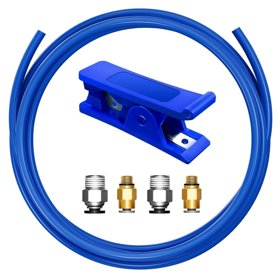Bowden Tube Kit, PTFE Tube for 1.75mm Filament with PC4-M10 & PC4-M6 Tubing Connectors, Cutter Included  3D Printer Accessories for Creality Ender 3/3 Pro/3 V2/5/5 Pro/CR 10 & More (1 Meter Kit)