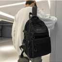 Preppy Backpack for Women Teen Girls Boys Large Laptop Bookbag Casual College Daypack Cute Aesthetic School Supplies (Black)