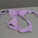 SherryDC Women's Solid Scoop Neck Push Up Padded Brazilian Thong Bikini Swimsuit Bathing Suit (Purple, M)