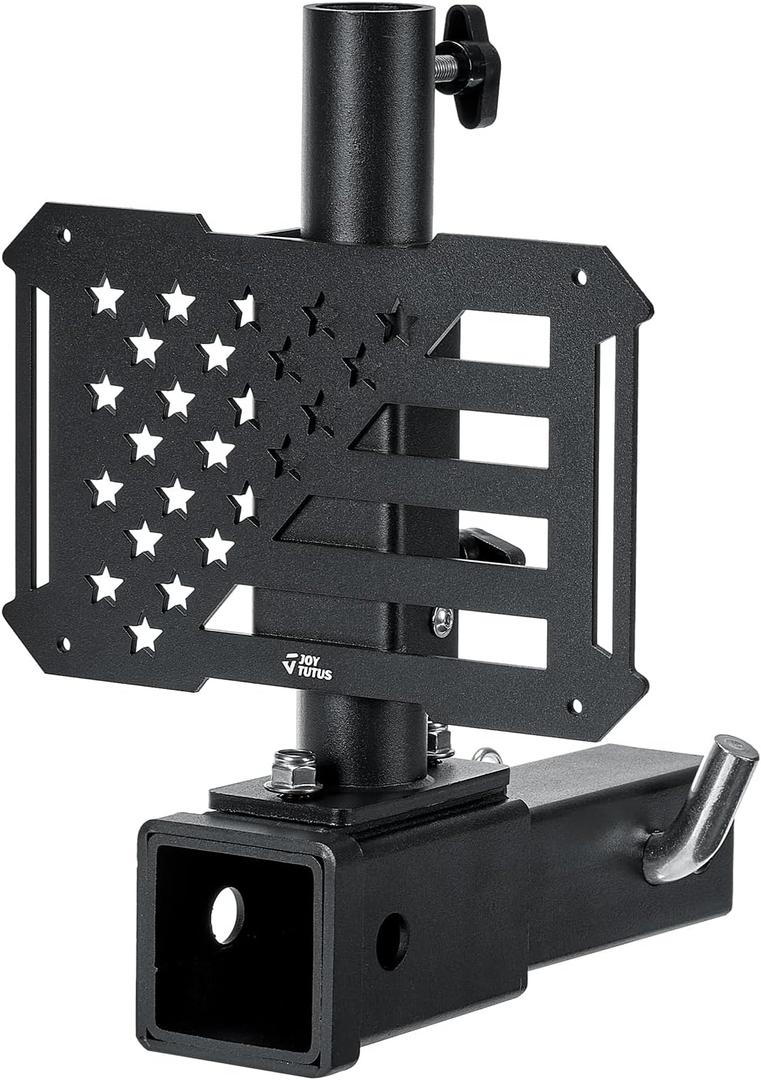 JOYTUTUS Hitch Flag Pole Holder for Standard 2 Inch Receivers, Fits Truck SUV RV Pickup Camper Trailer Hitch Mount Flagpole Holder with Hitch Receiver