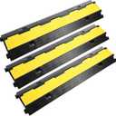 Reliancer 3 Pack Dual Channel Rubber Cable Protector Ramp 2 Channel Traffic Speed Bump 11000lbs Capacity Heavy Duty Driveway Hose Cover Ramp Cord Track Protector Wires Concealer w/Flip-Open Top Cover