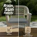 Outdoor Chair Cushions, Water-Resistant & Fade-Resistant, Patio Furniture Square Seat Replacement Chair Pads with Ties, Removable Cover, Non-Slip Bottom, Set of 6, 19 x 19 Inch, Dark Grey