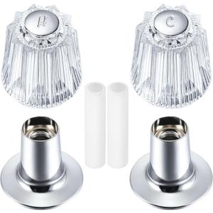 Enhon Tub and Shower Trim Kit Compatible with Price Pfister Contessa and Windsor Faucets, 2 Piece Hot and Cold Shower Knob Replacement Remodel/Rebuild Trim Kit, Clear Acrylic