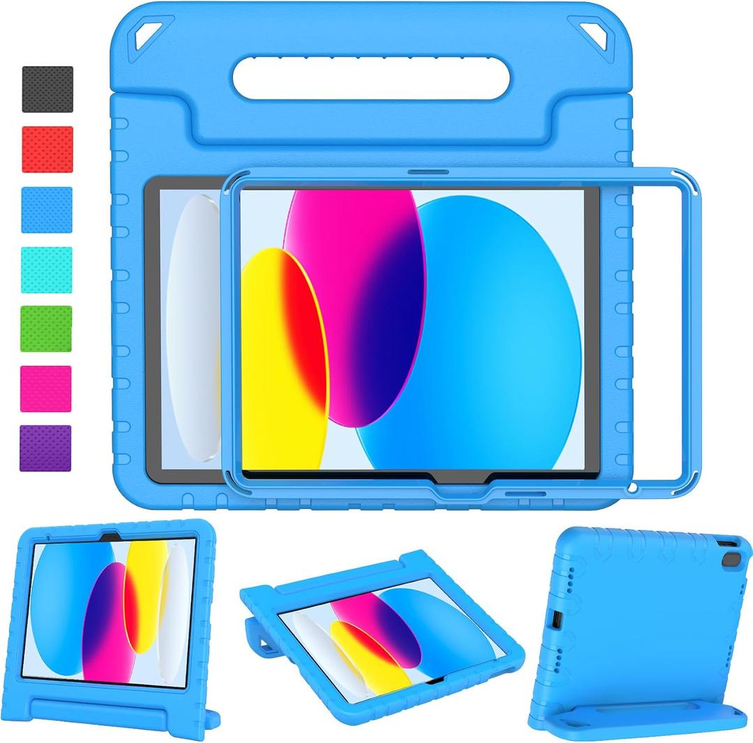 LTROP Kids Case for iPad A16 11th Generation 11-inch 2025/ iPad 10th Generation 10.9-inch 2022 with Screen Protector, Lightweight Shockproof Convertible Handle Stand Cover for iPad 11/10 Gen, Blue