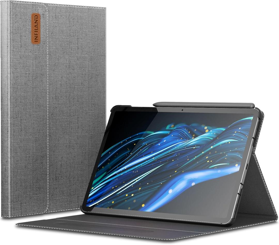 INFILAND Case for Samsung Galaxy Tab S10 Lite/10 FE/ S9 FE 5G 10.9 Inch/Tab S9 11 Inch, Ultra Slim Multi-Angle Cover with S Pen Holder [Auto Wake/Sleep], Gray