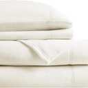 True North by Sleep Philosophy Micro Fleece Bed Sheet Set, Warm, Sheets with 14" Deep Pocket, for Cold Season Cozy Sheet-Set, Matching Pillow Case, Queen, Ivory, 4 Piece
