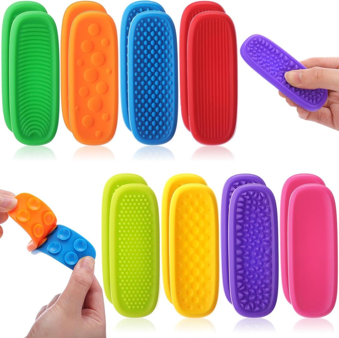 16 Pcs Sensory Worry Stones Textured Anxiety Stones Sensory Tools for Adults Stress Relief Items Autism Gift (Rectangle)