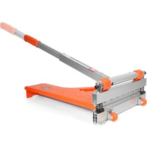 CUTTEREX 13" Pro. Vinyl Floor Cutter-No Dust,No Noise,No Electricity. Multi-Angle Cuts for Laminate,Vinyl & More, Pro. ALU Long Leverage Handle, Orange & Wheeled