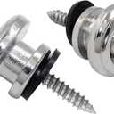 Piutouyar 2 Pack Metal Guitar Strap Locks, Silver Mushroom Style Strap Buttons Electric Guitar Strap Locks for Guitar Bass Ukulele